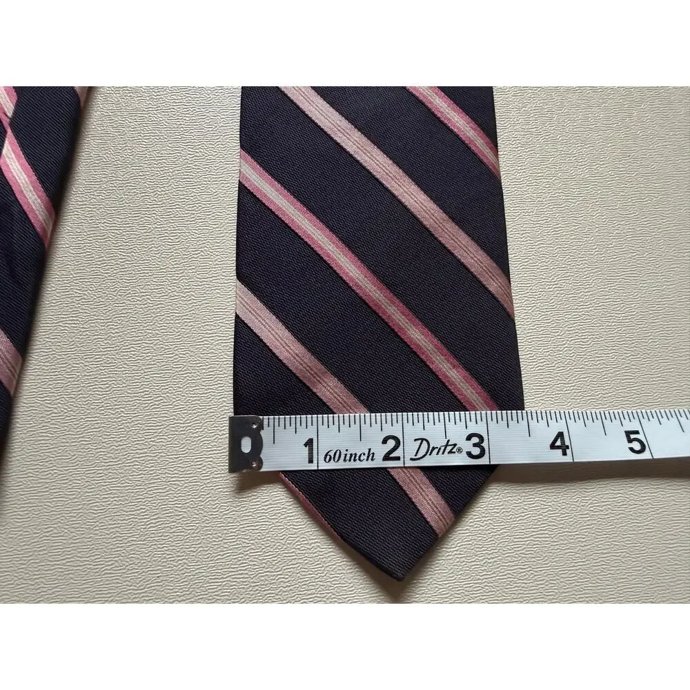 Brooks Brothers Men's Navy Pink Diagonal Stripe Repp Necktie Classic Silk Tie